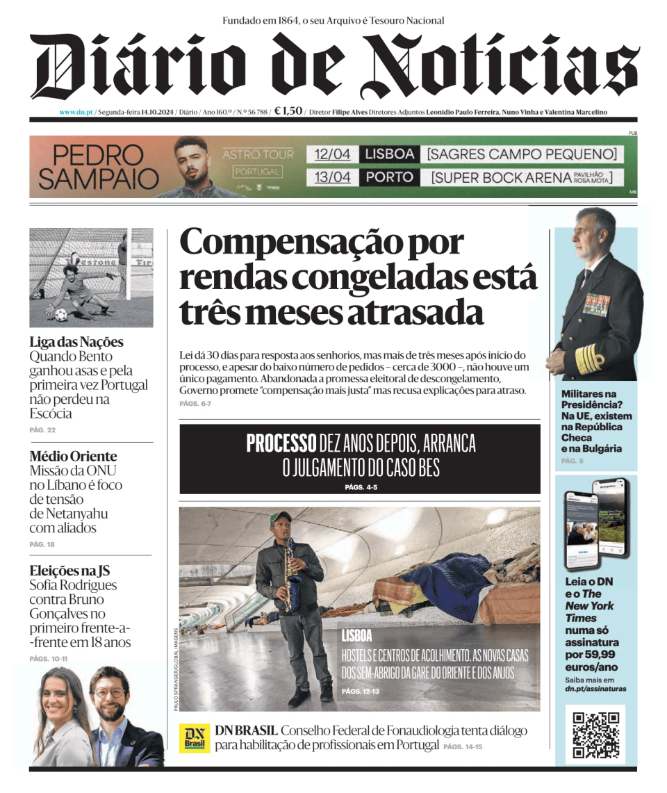 Prima-pagina-Diario de Noticias-edizione-di-oggi-20241014